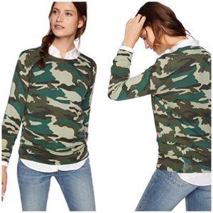New J. Crew Tippi 100% merino wool camouflage camo crewneck pullover sweater